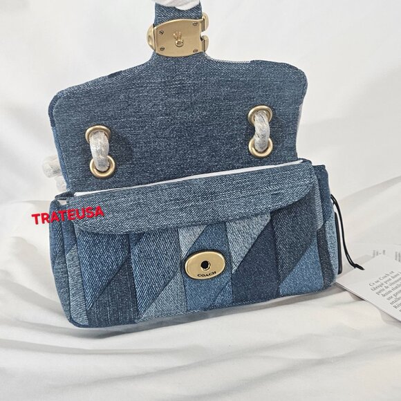 Coach Tabby Shoulder Bag 20 With Patchwork Quilting Denim CAM93 $495 NWT Packed - Picture 11 of 16